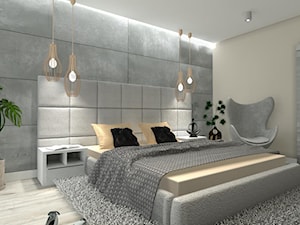 Sypialnia w szarości betonu - zdjęcie od JLStudioProjekt
