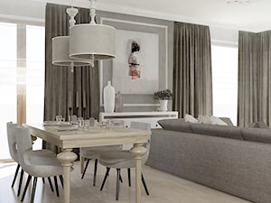 DOM W STYLU KLASYCZNYM - Średnia biała szara jadalnia w salonie, styl tradycyjny - zdjęcie od VIVINO Studio