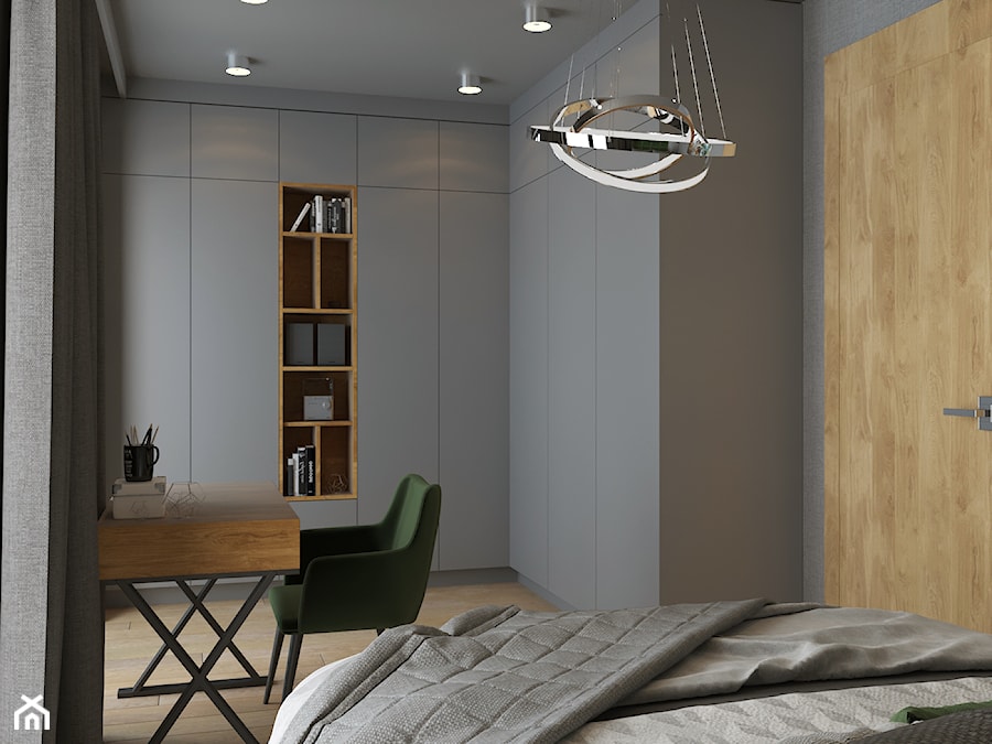 NOWE OBLICZE DOMU Z LAT 70-TYCH - Średnia czarna z biurkiem sypialnia, styl nowoczesny - zdjęcie od VIVINO Studio