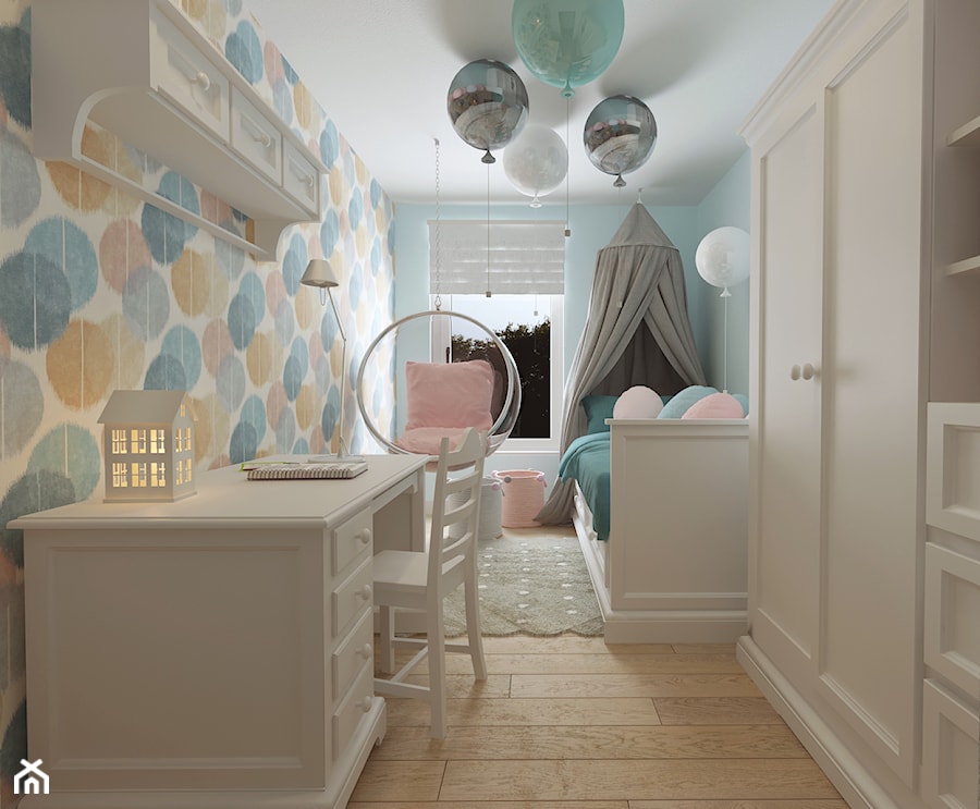 KLIMATYCZNE MIESZKANIE DLA RODZINY - Średni niebieski pokój dziecka dla dziecka dla nastolatka dla chłopca dla dziewczynki, styl skandynawski - zdjęcie od VIVINO Studio