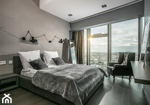MIESZKANIE w MĘSKIM STYLU - Średnia szara sypialnia, styl nowoczesny - zdjęcie od VIVINO Studio