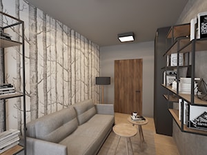 KLIMATYCZNE MIESZKANIE DLA RODZINY - Średnie w osobnym pomieszczeniu z sofą szare biuro - zdjęcie od VIVINO Studio