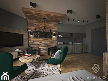 Aranżacje wnętrz - Salon: APARTAMENT Z MOCNYM DREWNIANYM AKCENTEM - Salon - VIVINO Studio. Przeglądaj, dodawaj i zapisuj najlepsze zdjęcia, pomysły i inspiracje designerskie. W bazie mamy już prawie milion fotografii!