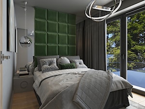 NOWE OBLICZE DOMU Z LAT 70-TYCH - Średnia szara sypialnia z balkonem / tarasem - zdjęcie od VIVINO Studio