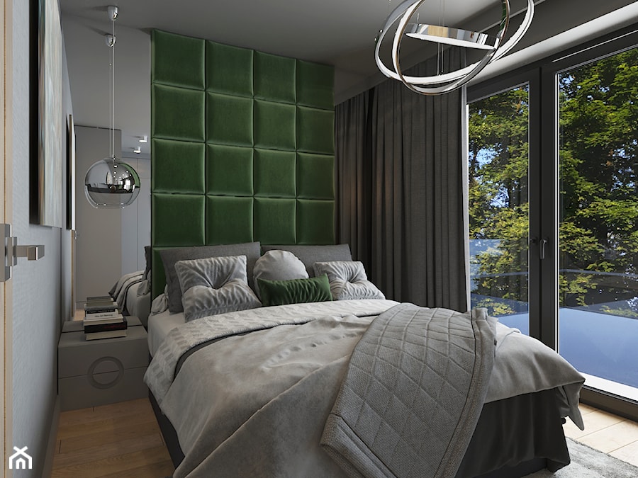 NOWE OBLICZE DOMU Z LAT 70-TYCH - Średnia szara sypialnia z balkonem / tarasem - zdjęcie od VIVINO Studio