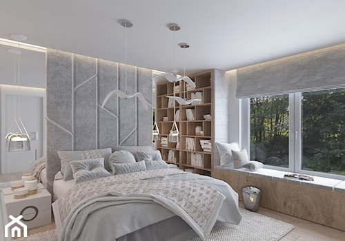 DOM W BIELI - Średnia biała szara sypialnia - zdjęcie od VIVINO Studio