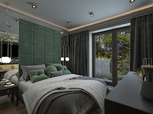 PRAWDZIWY PENTHOUSE WE WŁOSKIM KLIMACIE - Średnia szara zielona sypialnia, styl glamour - zdjęcie od VIVINO Studio