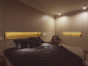 Beż-Brąz-Miedź - Duża beżowa sypialnia, styl nowoczesny - zdjęcie od idsgn paulina olbrychowska
