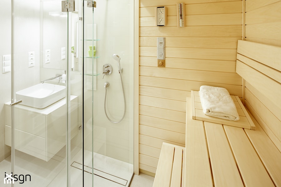 Łazienka 6,5m2! _sauna_wc_bidet_umywalka_kabina_ - Mała na poddaszu bez okna łazienka, styl nowoczesny - zdjęcie od idsgn paulina olbrychowska