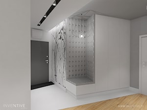PRZYTULNY MINIMALIZM - Średni biały szary hol / przedpokój, styl minimalistyczny - zdjęcie od INVENTIVE studio