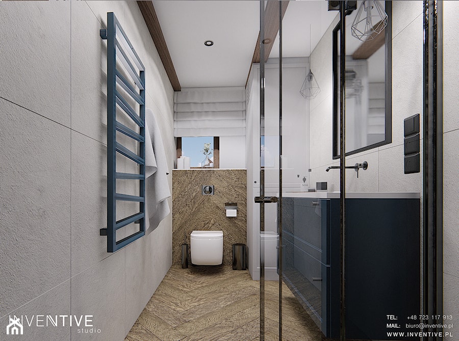DOM CELESTYNÓW - Średnia z punktowym oświetleniem łazienka z oknem, styl tradycyjny - zdjęcie od INVENTIVE studio