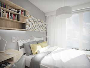 MĘSKI PUNKT WIDZENIA - Mała szara sypialnia, styl minimalistyczny - zdjęcie od INVENTIVE studio