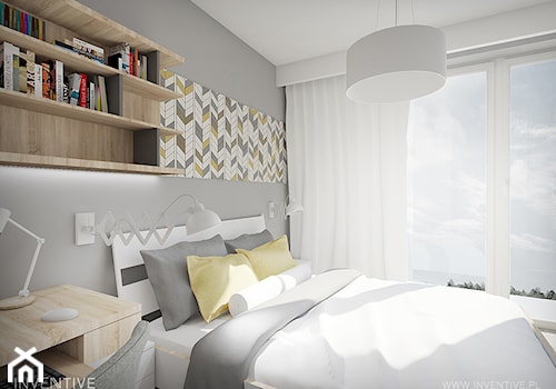 MĘSKI PUNKT WIDZENIA - Mała szara sypialnia, styl minimalistyczny - zdjęcie od INVENTIVE studio