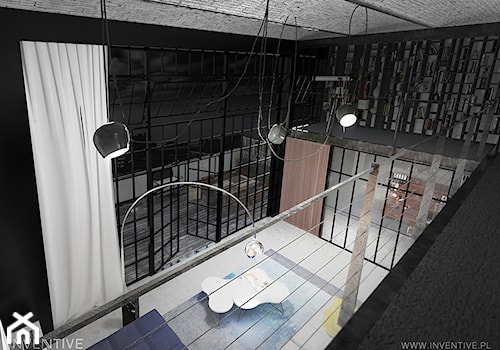 LOFTOWO INDUSTRIALNIE - Średni czarny salon, styl industrialny - zdjęcie od INVENTIVE studio