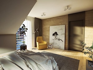 DOM W PŁOCKU - Duża szara sypialnia na poddaszu, styl nowoczesny - zdjęcie od INVENTIVE studio