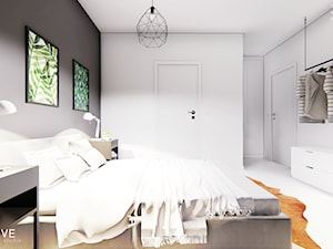 GDYNIA - Duża biała czarna sypialnia, styl minimalistyczny - zdjęcie od INVENTIVE studio