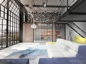 LOFTOWO INDUSTRIALNIE - Duży szary salon, styl industrialny - zdjęcie od INVENTIVE studio