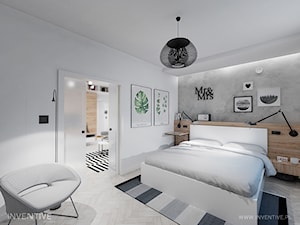 INDUSTRIALNIE - Średnia szara sypialnia, styl industrialny - zdjęcie od INVENTIVE studio