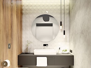 MAKÓW MAZOWIECKI - Mała bez okna z lustrem z punktowym oświetleniem łazienka, styl nowoczesny - zdjęcie od INVENTIVE studio