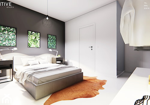 GDYNIA - Średnia czarna szara sypialnia, styl minimalistyczny - zdjęcie od INVENTIVE studio