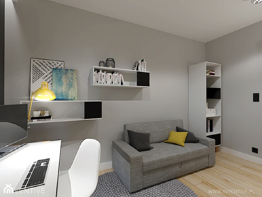 MYSŁOWICE - Średnie w osobnym pomieszczeniu z sofą szare biuro, styl nowoczesny - zdjęcie od INVENTIVE studio