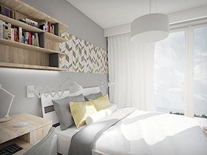 MĘSKI PUNKT WIDZENIA - Mała szara z biurkiem sypialnia, styl minimalistyczny - zdjęcie od INVENTIVE studio