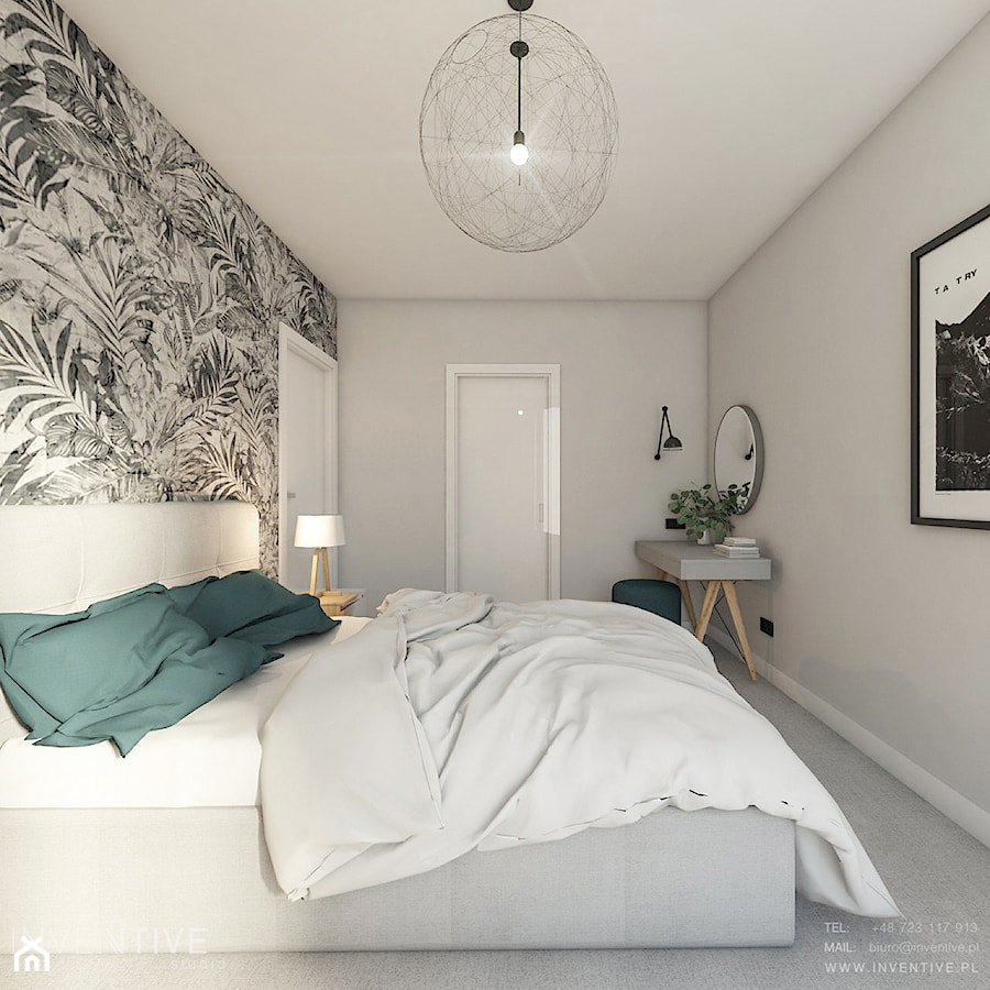 WARSZAWA ŻOLIBORZ - Średnia szara sypialnia, styl nowoczesny - zdjęcie od INVENTIVE studio