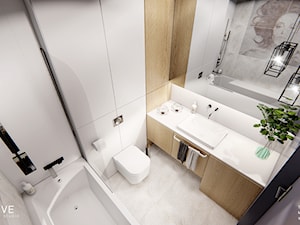 WARSZAWA Wilanów - Średnia bez okna z pralką / suszarką z lustrem z punktowym oświetleniem łazienka, styl nowoczesny - zdjęcie od INVENTIVE studio