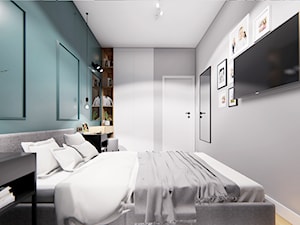 WARSZAWA URSYNÓW - Średnia szara zielona sypialnia, styl nowoczesny - zdjęcie od INVENTIVE studio