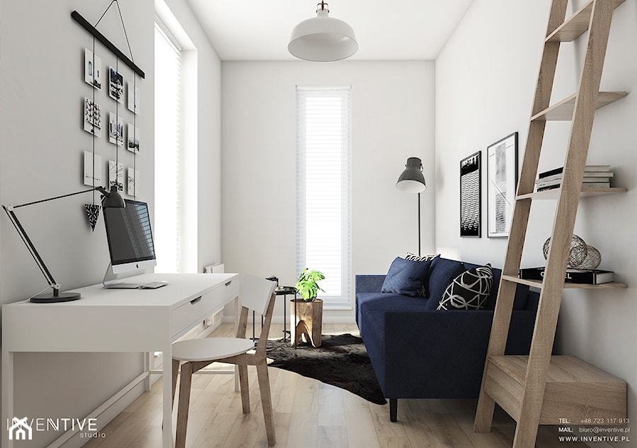 Żoli Żoli - Małe z sofą białe biuro, styl minimalistyczny - zdjęcie od INVENTIVE studio