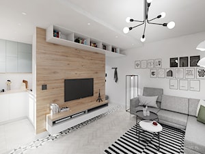 INDUSTRIALNIE - Średni biały salon z kuchnią, styl industrialny - zdjęcie od INVENTIVE studio