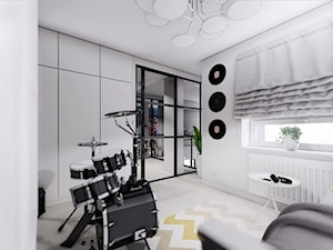 MIESZKANIE URSUS - dwa poziomy - Średnia biała szara sypialnia, styl nowoczesny - zdjęcie od INVENTIVE studio