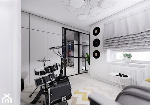 MIESZKANIE URSUS - dwa poziomy - Średnia biała szara sypialnia, styl nowoczesny - zdjęcie od INVENTIVE studio