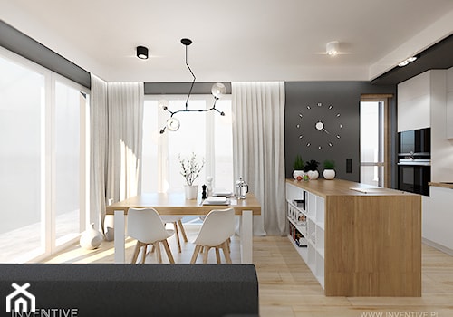 MYSŁOWICE - Średnia szara jadalnia w salonie w kuchni, styl nowoczesny - zdjęcie od INVENTIVE studio