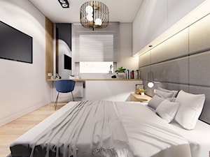DOM POZNAŃ - Średnia szara z biurkiem sypialnia, styl nowoczesny - zdjęcie od INVENTIVE studio