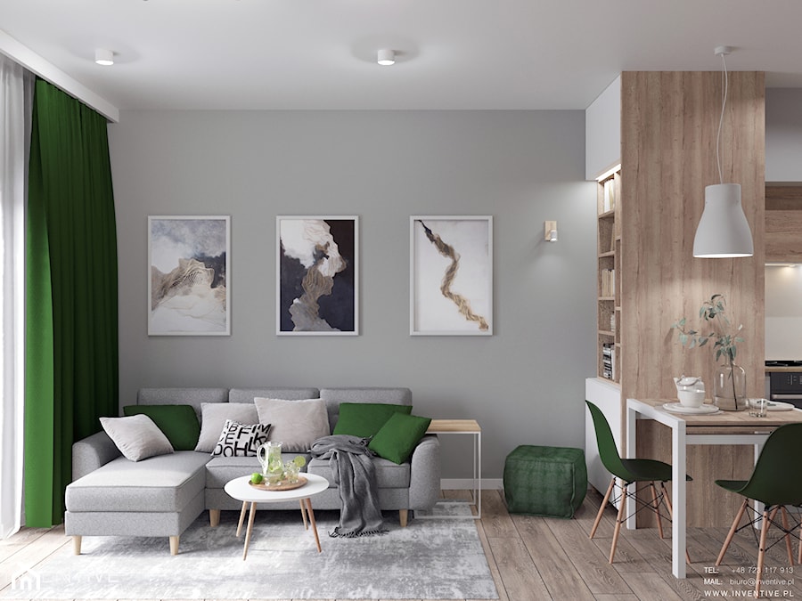 MARKI - Średni szary salon z jadalnią, styl minimalistyczny - zdjęcie od INVENTIVE studio