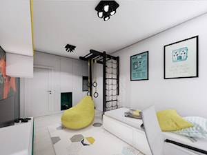 MIESZKANIE URSUS - dwa poziomy - Duży biały czarny pokój dziecka dla nastolatka dla chłopca, styl nowoczesny - zdjęcie od INVENTIVE studio