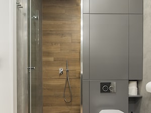 ŻOLIBORZ - realizacja - Mała bez okna z punktowym oświetleniem łazienka, styl nowoczesny - zdjęcie od INVENTIVE studio