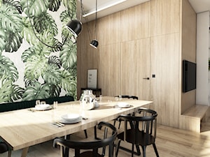 Żoli Żoli - Duża beżowa biała zielona jadalnia w salonie, styl minimalistyczny - zdjęcie od INVENTIVE studio