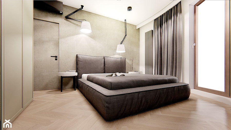 APARTAMENT Z ZAOKRĄGLONYMI NAROŻNIKAMI - Sypialnia, styl minimalistyczny - zdjęcie od INVENTIVE studio