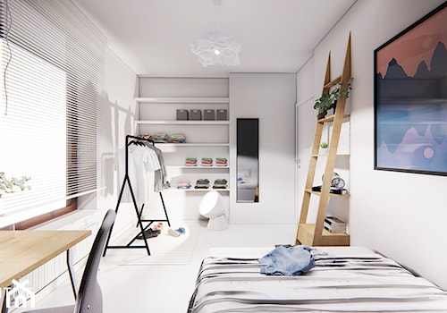 GDYNIA - Duża szara z biurkiem sypialnia, styl minimalistyczny - zdjęcie od INVENTIVE studio