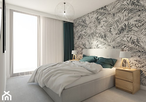 WARSZAWA ŻOLIBORZ - Średnia biała sypialnia z balkonem / tarasem, styl nowoczesny - zdjęcie od INVENTIVE studio