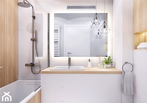 WARSZAWA BEMOWO - Średnia bez okna z lustrem z punktowym oświetleniem łazienka, styl nowoczesny - zdjęcie od INVENTIVE studio