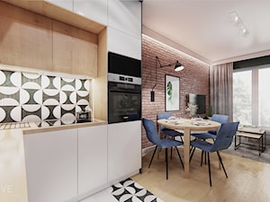 WARSZAWA URSYNÓW - Mały czarny szary salon z kuchnią z jadalnią, styl nowoczesny - zdjęcie od INVENTIVE studio