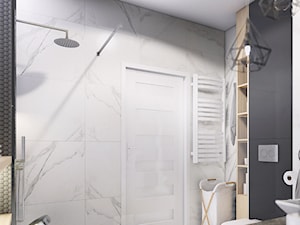 KOBYŁKA - Średnia bez okna z marmurową podłogą łazienka, styl nowoczesny - zdjęcie od INVENTIVE studio