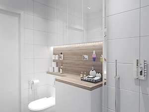 PATCHWORKOWY AKCENT - Mała z lustrem z punktowym oświetleniem łazienka, styl rustykalny - zdjęcie od INVENTIVE studio