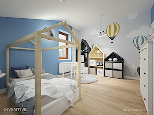 PROJEKT DOMU - Średni szary niebieski pokój dziecka dla nastolatka dla chłopca dla dziewczynki, styl nowoczesny - zdjęcie od INVENTIVE studio