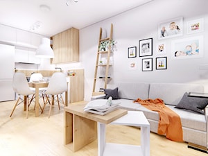 WARSZAWA BEMOWO - Średni szary salon z kuchnią z jadalnią, styl nowoczesny - zdjęcie od INVENTIVE studio