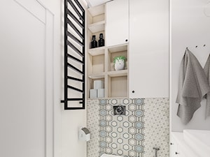 MIESZKANIE URSUS - dwa poziomy - Mała bez okna z punktowym oświetleniem łazienka, styl nowoczesny - zdjęcie od INVENTIVE studio