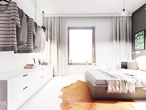 GDYNIA - Duża biała szara sypialnia, styl minimalistyczny - zdjęcie od INVENTIVE studio